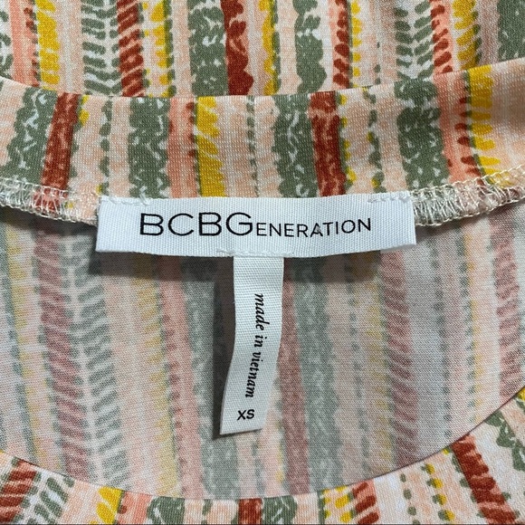 BCBGeneration Pink Green Striped Tunic Top - Picture 4 of 5